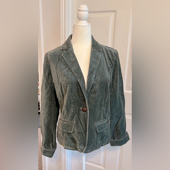J. Crew Factory Small? Velvet Blazer Read Description- Gray Single Button Jacket - Picture 1 of 11